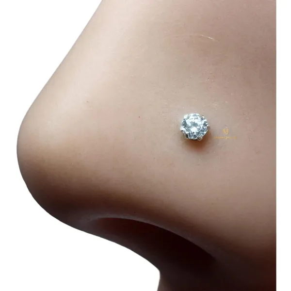 White_92.5-925_Sterling_Round_Shape__Cubic_Zirconia_Prong_Setting_Nose_Pin_Stud_For_Women_Girls_Size_2Mm