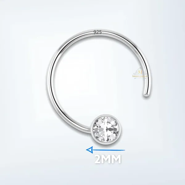 White_92.5-925_Sterling_Round_Shape__Cubic_Zirconia_Cup_Setting_Nose_Pin_Stud_For_Women_Girls_Size_2Mm(Bezel_Setting)
