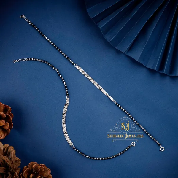 Shubham Jewellers Rehti Silver Pure 925 Sterling Small Crystal Beads Nazariya Anklet Payal For Women Gifts For Women Pair 1 Pc Plain 5 Ball Payal Three Chain Nazariya Price in India