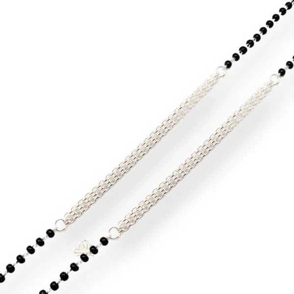 Silver_Pure_925_Sterling_Small_Crystal_Beads_Nazariya_Anklet_Payal_For_Women__Gifts_For_Women_(Pair/_1_Pc/Plain_/_5_Ball_Payal)_(Three_Chain_Nazariya)