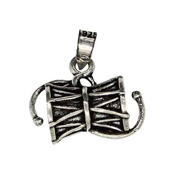 Silver_925_Pure_Sterling_Oxidised_Damru_Charm_Pendant_For_MenWomenChildrenBoys_And_Girls_(Big_Damru)