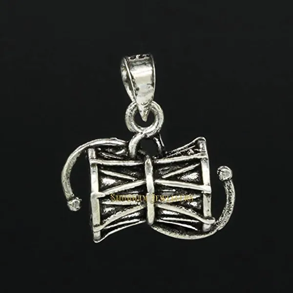 Silver_925_Pure_Sterling_Oxidised_Damru_Charm_Pendant_For_MenWomenChildrenBoys_And_Girls_(Big_Damru)