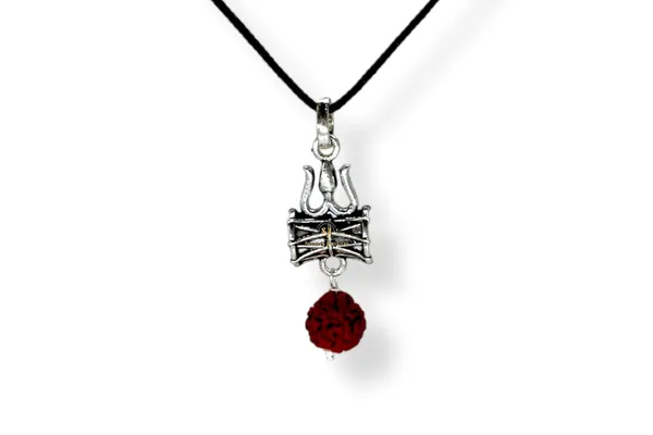 Silver_925_Pure_Sterling_Oxidised_Damru_Charm_Pendant_For_MenWomenChildrenBoys_And_Girls_(Trishool_Damru)