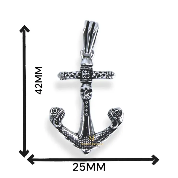 Silver_Sterling_925_Anchor_Necklace_Oxidized_925_Skull_Anchor_Pendant_Men'S_Anchor_PendantNautical_Jewelry_Weight__6.5_Gms