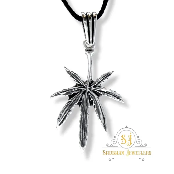 Silver_Marijuana_Cannabis_Pot_Leaf_Pendants_Oxidized_925_Sterling_Pendants_Are_Oxidized_For_A_More_Detailed_And_Vintage_Look_Weight_:_4.6_Gms