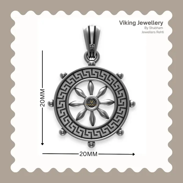 Silver_Boat_Steering_Wheel_Necklace_Classic_Ship_Wheel_Pendant_Sterling_Men_Women_Weight_4_Gms