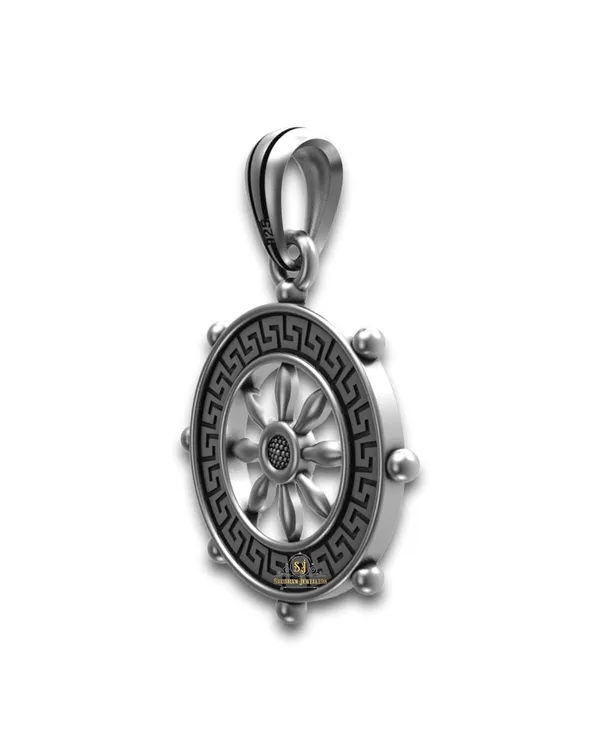 Silver_Boat_Steering_Wheel_Necklace_Classic_Ship_Wheel_Pendant_Sterling_Men_Women_Weight_4_Gms