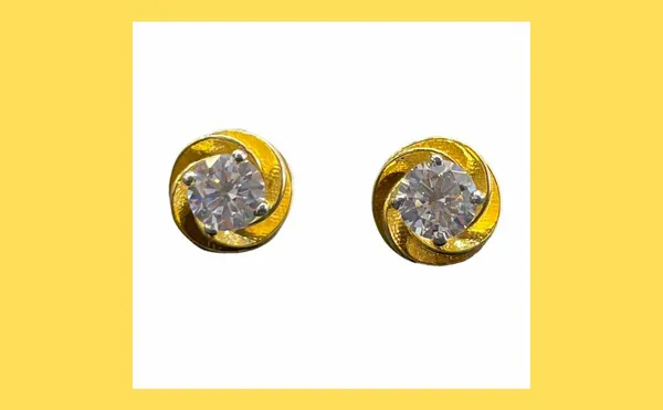Silver_Sterling_Cubic_Zirconia_Flower_Shape_Gold_Polish_Earrings_For_Unisex-Adult_&_Unisex-Child_7_Mm