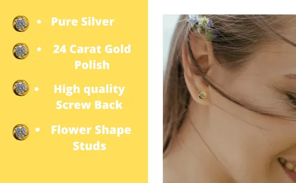 Silver_Sterling_Cubic_Zirconia_Flower_Shape_Gold_Polish_Earrings_For_Unisex-Adult_&_Unisex-Child_7_Mm