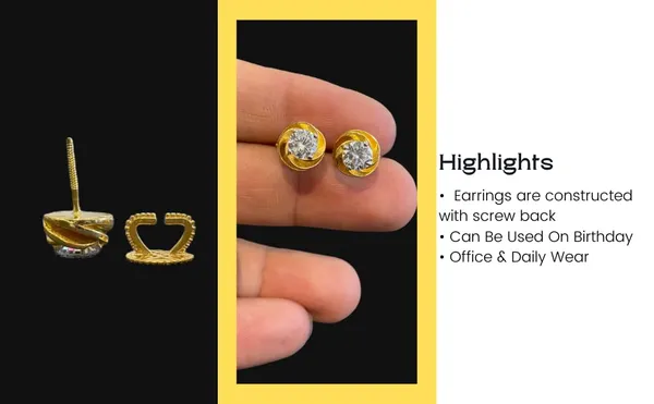 Silver_Sterling_Cubic_Zirconia_Flower_Shape_Gold_Polish_Earrings_For_Unisex-Adult_&_Unisex-Child_7_Mm