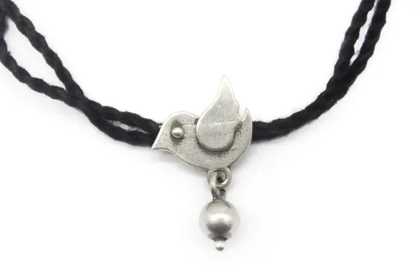Silver_925_New_Oxidised__Thread_Dinosaur_Nazarbattu/Nazaiya_Anklet/For_Girls_Women_With_Ghunghroo