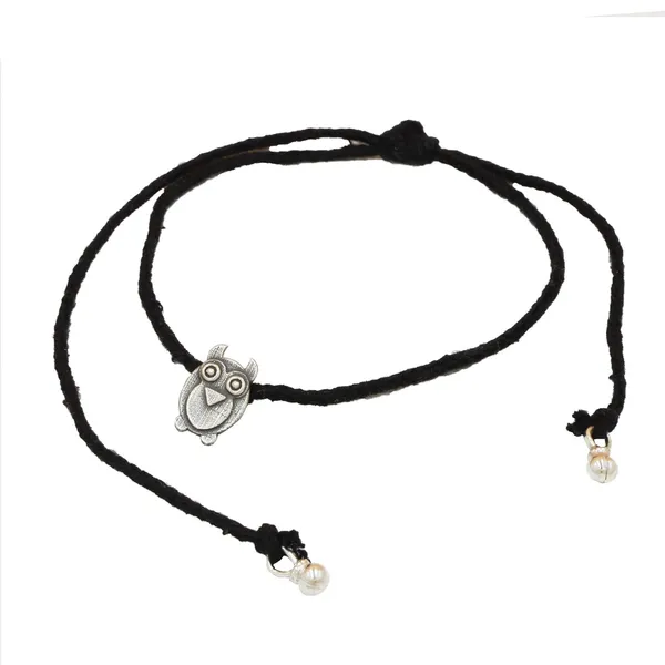 Silver_925_Oxidised__Thread_Owl_Nazarbattu/Nazaiya_Anklet/For_Girls_Women_And_Children_With_Ghunghroo