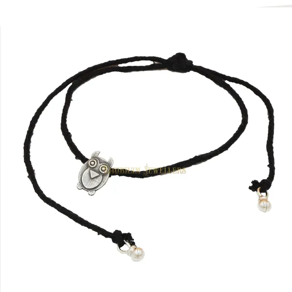 Silver_925_Oxidised__Thread_Owl_Nazarbattu/Nazaiya_Anklet/For_Girls_Women_And_Children_With_Ghunghroo