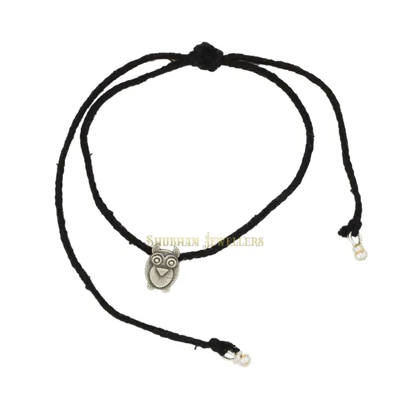 Silver_925_Oxidised__Thread_Owl_Nazarbattu/Nazaiya_Anklet/For_Girls_Women_And_Children_With_Ghunghroo