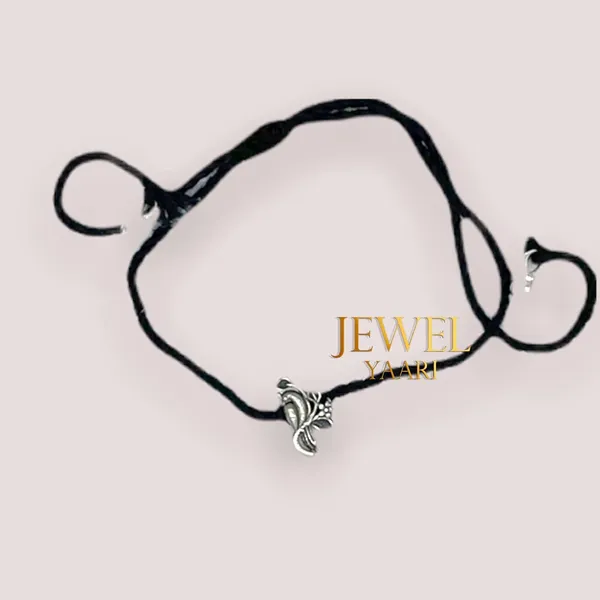 Silver_925_New_Oxidised__Thread_Leaf_Nazarbattu/Nazaiya_Anklet/For_Girls_Women_And_Children_With_Ghunghroo