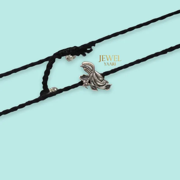 Silver_925_New_Oxidised__Thread_Leaf_Nazarbattu/Nazaiya_Anklet/For_Girls_Women_And_Children_With_Ghunghroo