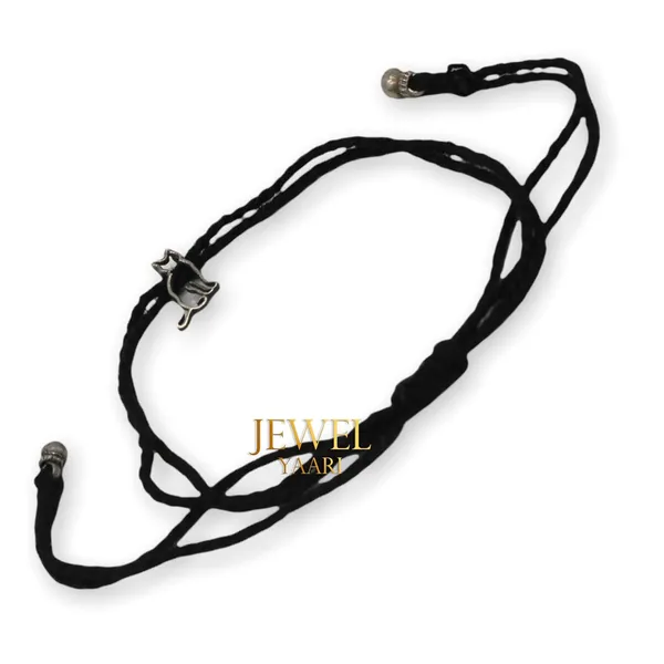 Silver_925_New_Oxidised__Thread_Cat_Nazarbattu/Nazaiya_Anklet/For_Girls_Women_And_Children_With_Ghunghroo