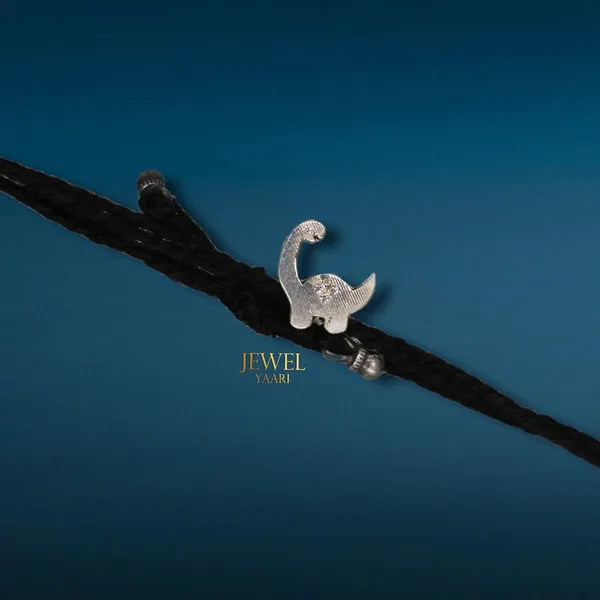 Silver_925_New_Oxidised__Thread_Dinosaur_Nazarbattu/_Nazaiya_Anklet/Bracelet_For_Girls,_Women_And_Children_With_Ghunghroo