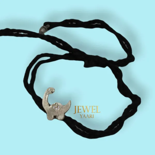 Silver_925_New_Oxidised__Thread_Dinosaur_Nazarbattu/_Nazaiya_Anklet/Bracelet_For_Girls,_Women_And_Children_With_Ghunghroo