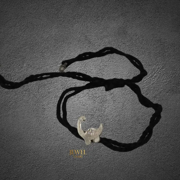 Silver_925_New_Oxidised__Thread_Dinosaur_Nazarbattu/_Nazaiya_Anklet/Bracelet_For_Girls,_Women_And_Children_With_Ghunghroo