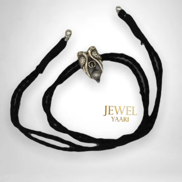 Silver_925_New_Oxidised__Thread_Dual_Bird_Nazarbattu/Nazaiya_Anklet/For_Girls_Women_And_Children_With_Ghunghroo