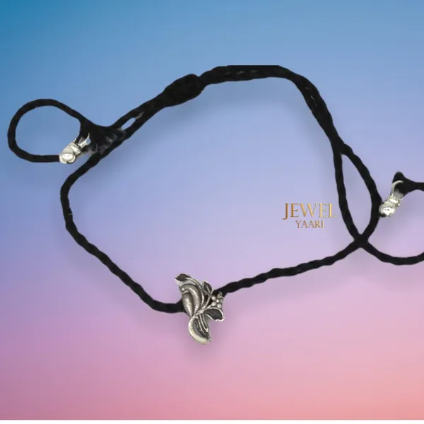 Silver_925_New_Oxidised__Thread_Dual_Bird_Nazarbattu/Nazaiya_Anklet/For_Girls_Women_And_Children_With_Ghunghroo