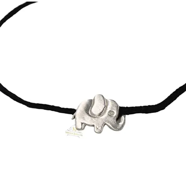 Silver_925_New_Oxidised__Thread_Elephant_Nazarbattu/Nazaiya_Anklet/For_Girls_Women_And_Children_With_Ghunghroo