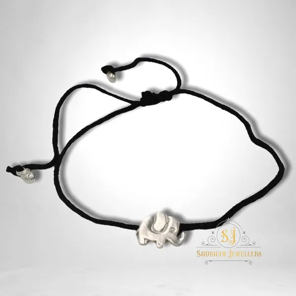Silver_925_New_Oxidised__Thread_Elephant_Nazarbattu/Nazaiya_Anklet/For_Girls_Women_And_Children_With_Ghunghroo