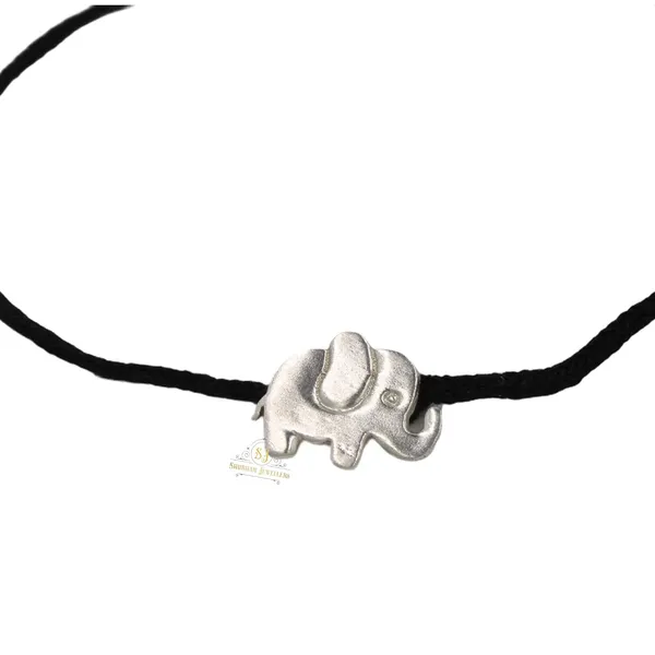 Silver_925_New_Oxidised__Thread_Elephant_Nazarbattu/Nazaiya_Anklet/For_Girls_Women_And_Children_With_Ghunghroo