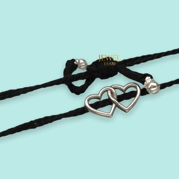 White_925_New_Oxidised__Thread_Heart_Nazarbattu/Nazaiya_Anklet/For_Girls_Women_And_Children_With_Ghunghroo