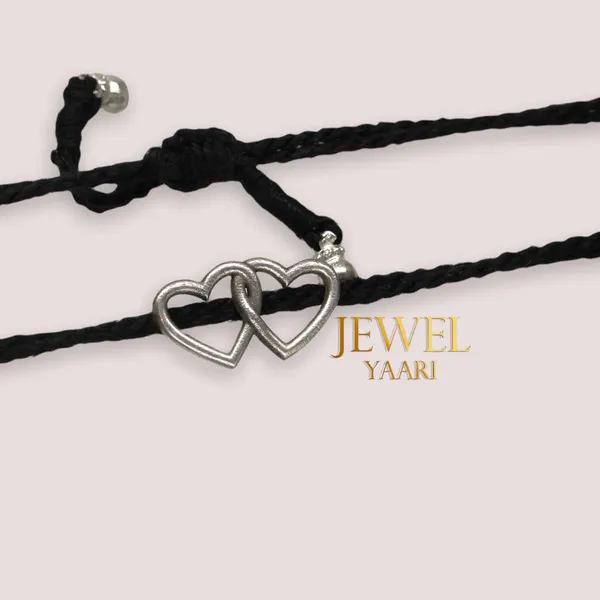 White_925_New_Oxidised__Thread_Heart_Nazarbattu/Nazaiya_Anklet/For_Girls_Women_And_Children_With_Ghunghroo