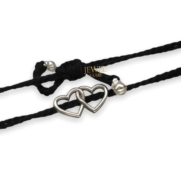 White_925_New_Oxidised__Thread_Heart_Nazarbattu/Nazaiya_Anklet/For_Girls_Women_And_Children_With_Ghunghroo