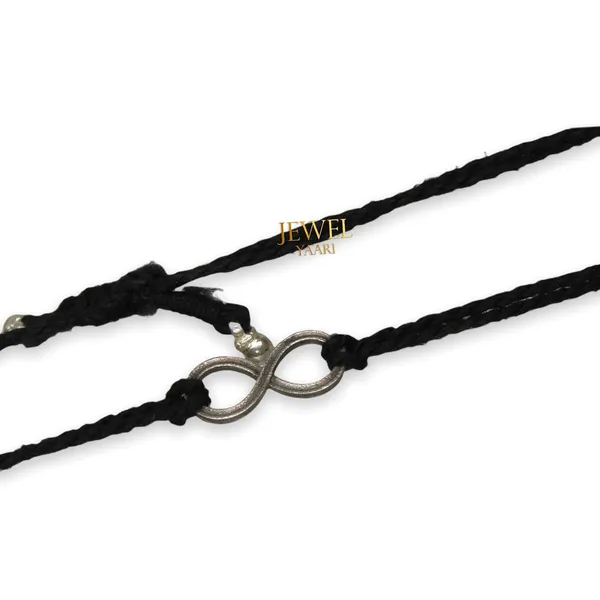 Silver_925_New_Oxidised__Thread_Infinity_Nazarbattu/Nazaiya_Anklet/For_Girls_Women_And_Children_With_Ghunghroo