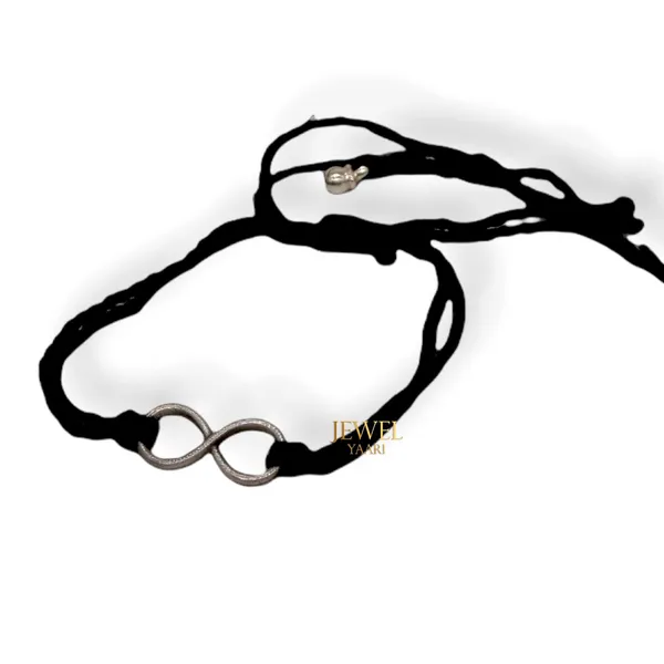 Silver_925_New_Oxidised__Thread_Infinity_Nazarbattu/Nazaiya_Anklet/For_Girls_Women_And_Children_With_Ghunghroo