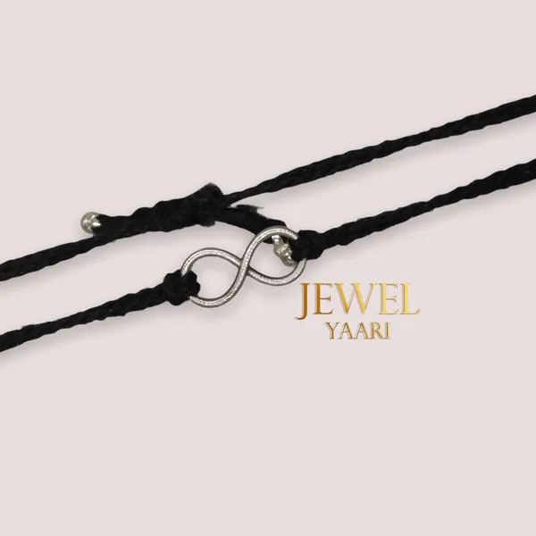 Silver_925_New_Oxidised__Thread_Infinity_Nazarbattu/Nazaiya_Anklet/For_Girls_Women_And_Children_With_Ghunghroo