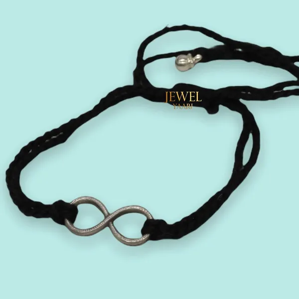 Silver_925_New_Oxidised__Thread_Infinity_Nazarbattu/Nazaiya_Anklet/For_Girls_Women_And_Children_With_Ghunghroo