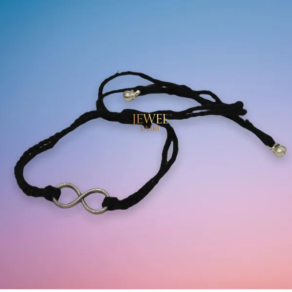 Silver_925_New_Oxidised__Thread_Infinity_Nazarbattu/Nazaiya_Anklet/For_Girls_Women_And_Children_With_Ghunghroo