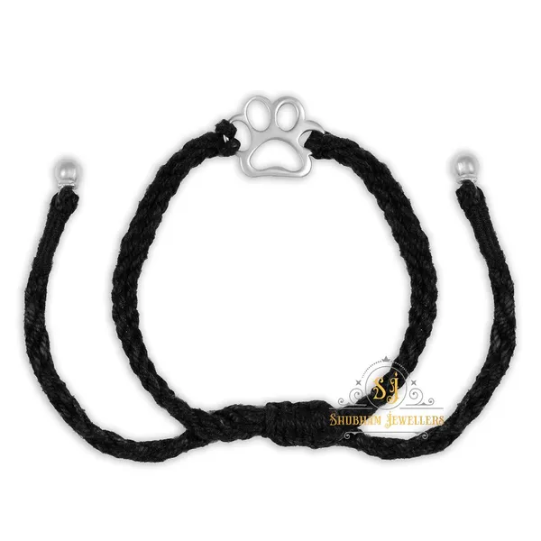 Silver_925_New_Oxidised__Thread_Pug_Paws_Nazarbattu/Nazaiya_Anklet/For_Girls_Women_And_Children_With_Ghunghroo