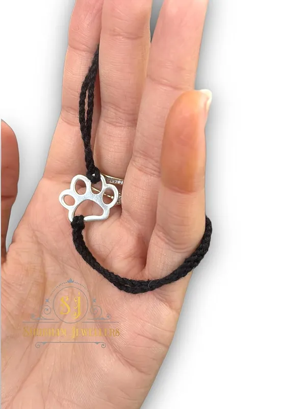 Silver_925_New_Oxidised__Thread_Pug_Paws_Nazarbattu/Nazaiya_Anklet/For_Girls_Women_And_Children_With_Ghunghroo