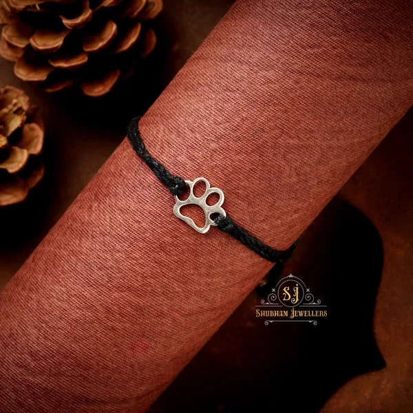 Silver_925_New_Oxidised__Thread_Pug_Paws_Nazarbattu/Nazaiya_Anklet/For_Girls_Women_And_Children_With_Ghunghroo