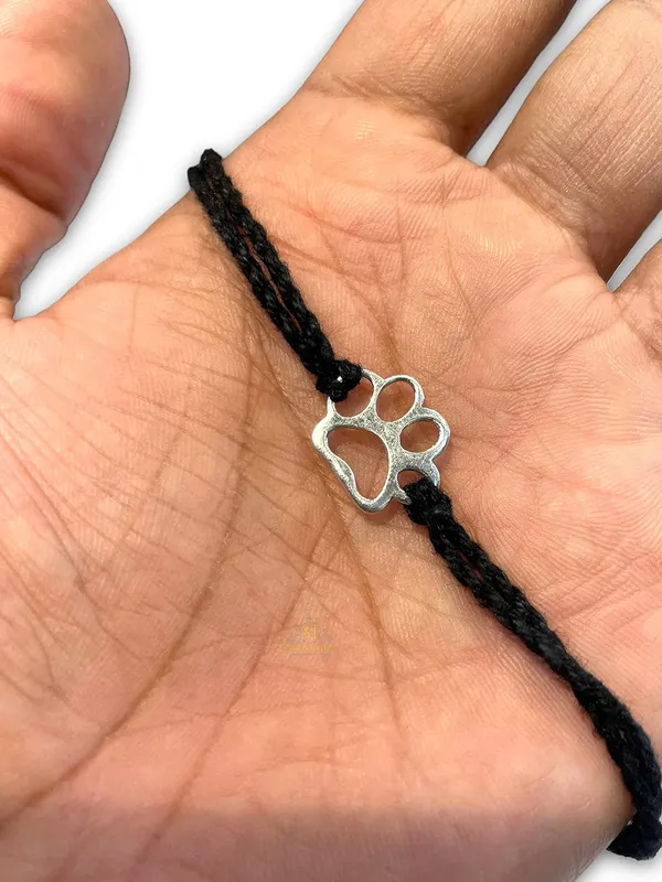 Silver_925_New_Oxidised__Thread_Pug_Paws_Nazarbattu/Nazaiya_Anklet/For_Girls_Women_And_Children_With_Ghunghroo