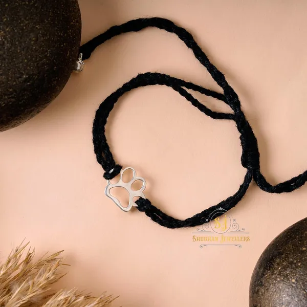 Silver_925_New_Oxidised__Thread_Pug_Paws_Nazarbattu/Nazaiya_Anklet/For_Girls_Women_And_Children_With_Ghunghroo