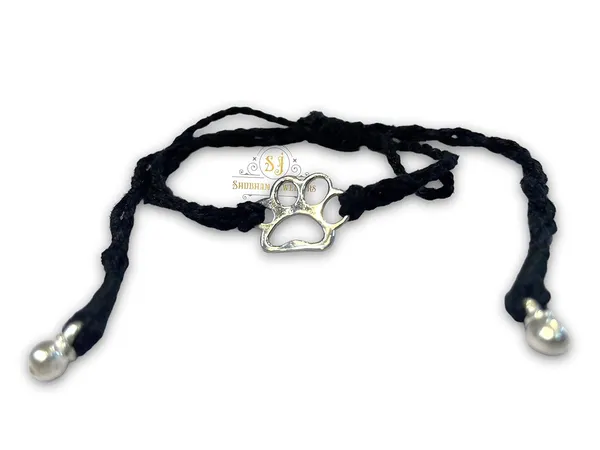 Silver_925_New_Oxidised__Thread_Pug_Paws_Nazarbattu/Nazaiya_Anklet/For_Girls_Women_And_Children_With_Ghunghroo