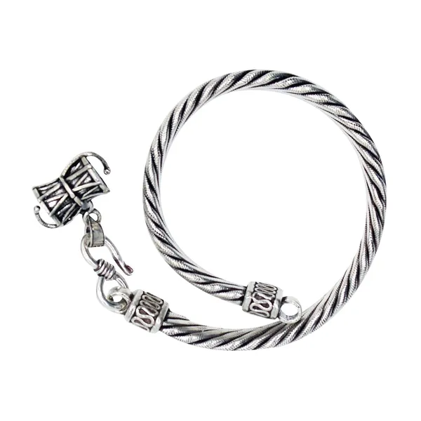 Silver_925_92.5_Pure_Sterling_Oxidised_Buddha_Head_Bracelet_With_Shiva_Damru_And_Hallmark