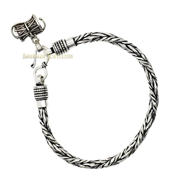 Silver_925_92.5_Pure_Sterling_Oxidised_Twisted_Bracelet_With_Shiva_Damru_And_Hallmark