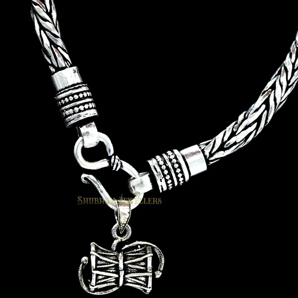 Silver_925_92.5_Pure_Sterling_Oxidised_Twisted_Bracelet_With_Shiva_Damru_And_Hallmark