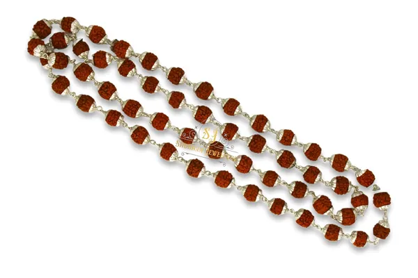 Silver_Handmade_Strongest_Heavy_Wire_Stylish_Pure_Natural_Rudraksh_Mala_Chain_Prayer_Beads_Healing_Mala_With_Capping_(_54_Beads_26_Inch)