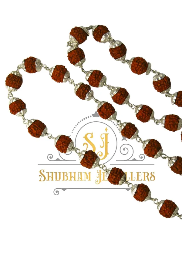 Silver_Handmade_Strongest_Heavy_Wire_Stylish_Pure_Natural_Rudraksh_Mala_Chain_Prayer_Beads_Healing_Mala_With_Capping_(_54_Beads_26_Inch)