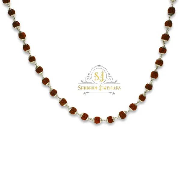 Silver_Handmade_Strongest_Heavy_Wire_Stylish_Pure_Natural_Rudraksh_Mala_Chain_Prayer_Beads_Healing_Mala_With_Capping_(_54_Beads_26_Inch)