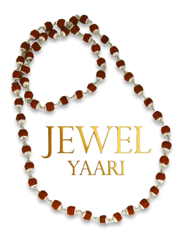 Silver_Handmade_Strongest_Heavy_Wire_Stylish_Pure_Natural_Rudraksh_Mala_Chain_Prayer_Beads_Healing_Mala_With_Capping_(_54_Beads_26_Inch)